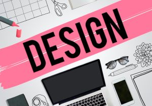 blueprint drawing with the word design in the centre.