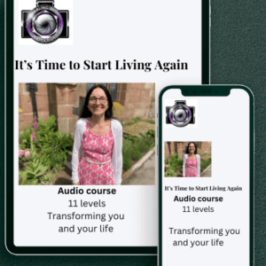 tablet and phone showing details of it's time to start living again course.